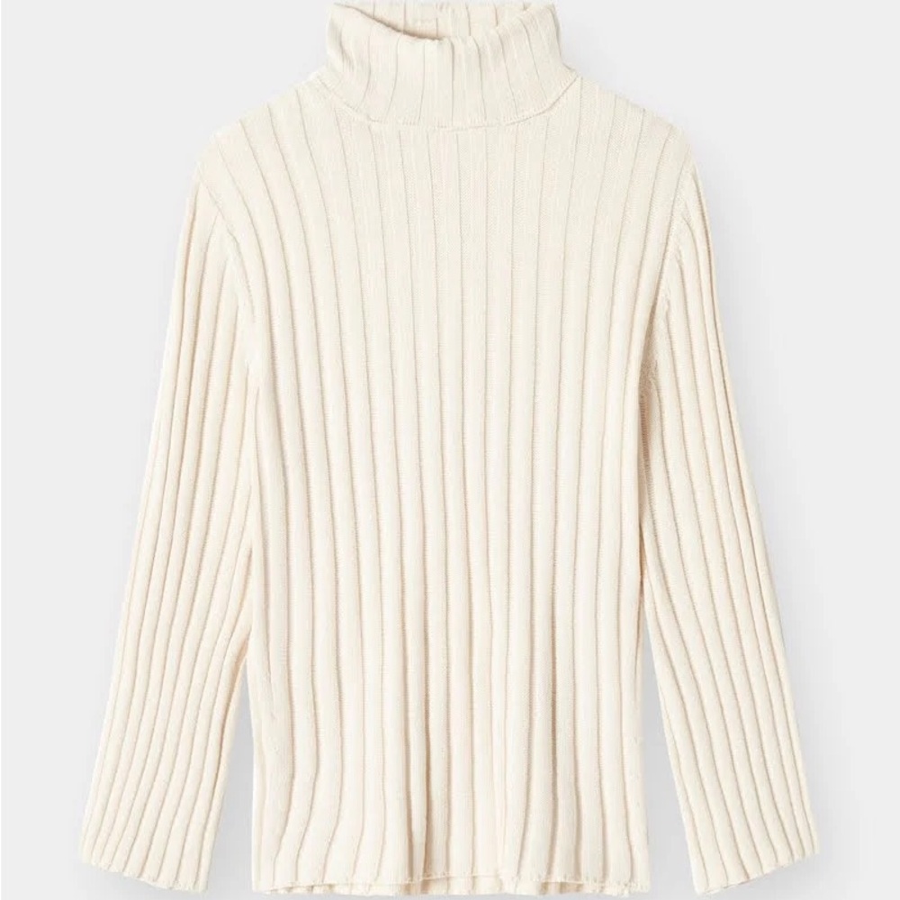 The Curated Ivory Ribbed Turtleneck Size S NWT